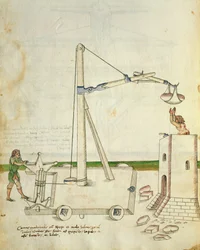 Diseño para una grúa para uso en la construcción de una torre, ilustración de 